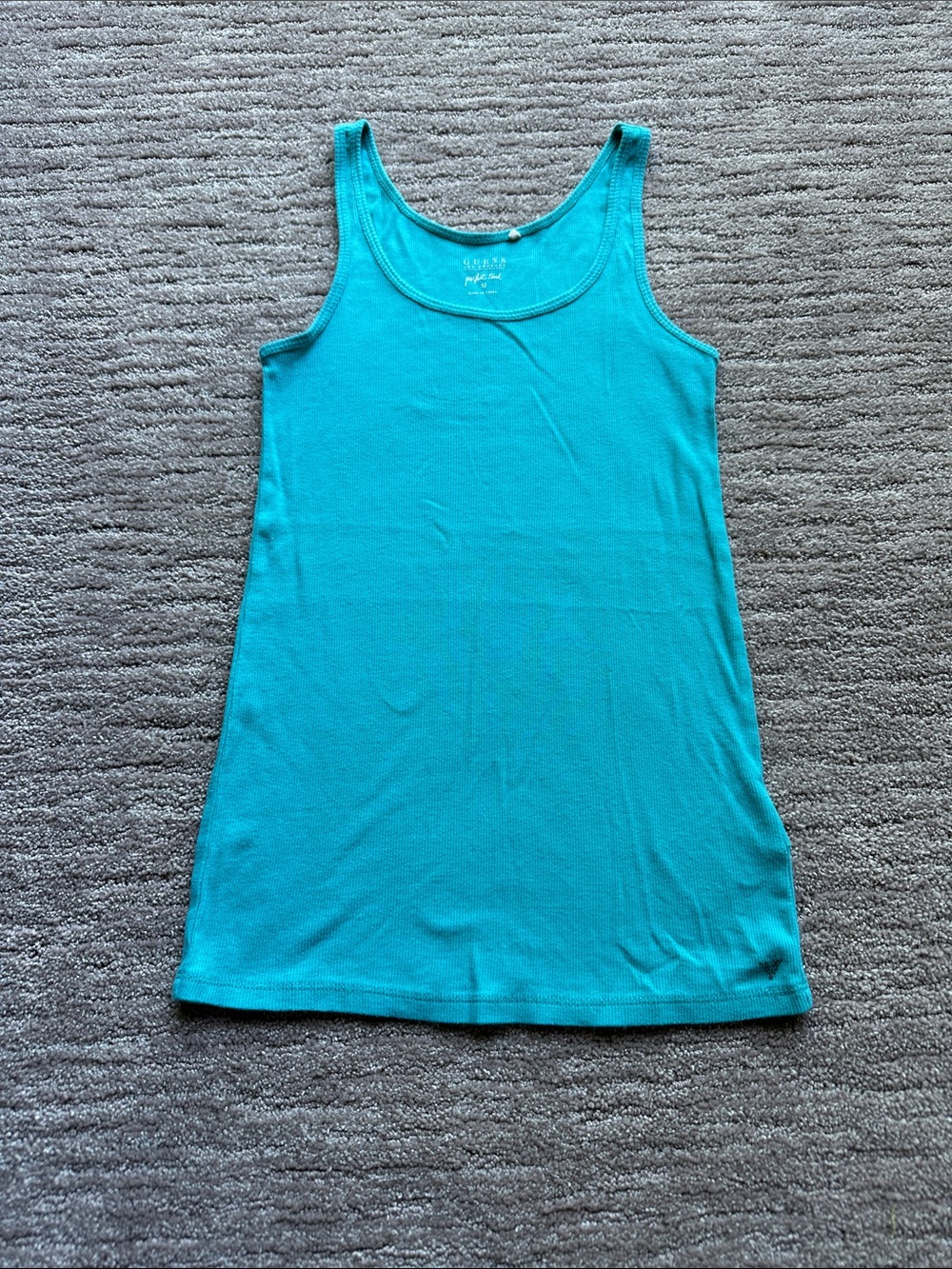 Guess Teal Ribbed Tank Top